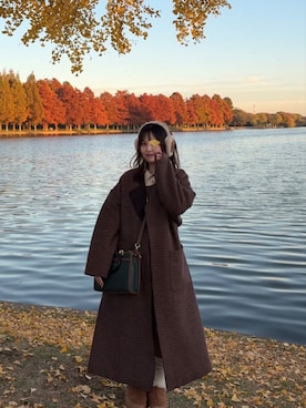 「アイテム（ステンカラーコート）」を使った、nanaさん（レディース・155cm）の秋コーディネート