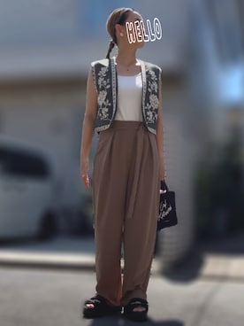 「アイテム（イヤリング、ホワイト系）」を使った、記録係さん（レディース・161cm）の夏コーディネート