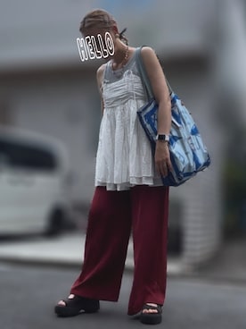「アイテム（イヤリング）」を使った、記録係さん（レディース・161cm）の夏コーディネート