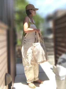 「ノースリーブニット」｜「アイテム（オールインワン・サロペット）」を使った、記録係さん（レディース・160cm）の夏コーディネート