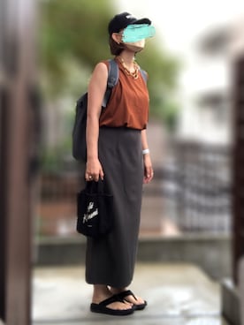 「ミニトート」｜「アイテム（キャップ）」を使った、記録係さん（レディース・160cm）の秋コーディネート