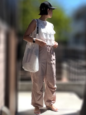 「PUBLUX（パブリュクス）のアイテム（バッグ）」を使った、記録係さん（レディース・161cm）の夏コーディネート