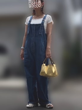 「アイテム（シュシュ、ブルー系）」を使った、記録係さん（レディース・161cm）の夏コーディネート