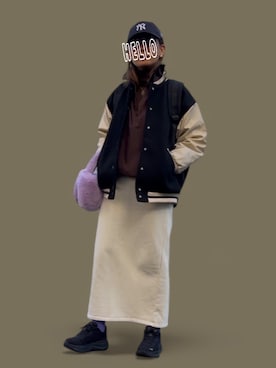 「アイテム（スタジャン）」を使った、記録係さん（レディース・161cm）の冬コーディネート