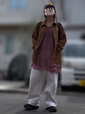 「HOKA（ホカ）のアイテム」を使った、記録係さん（レディース・161cm）の春コーディネート