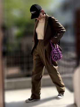 「H&M（エイチ・アンド・エム）のアイテム（バックパック/リュック）」を使った、記録係さん（レディース・161cm）の春コーディネート