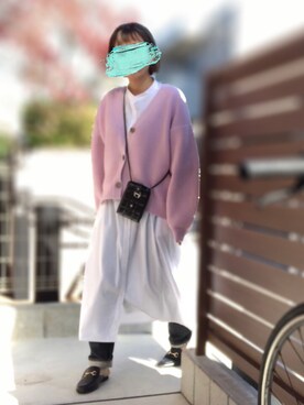 「ミニショルダー」｜「アイテム（財布/小物）」を使った、記録係さん（レディース・160cm）の秋コーディネート