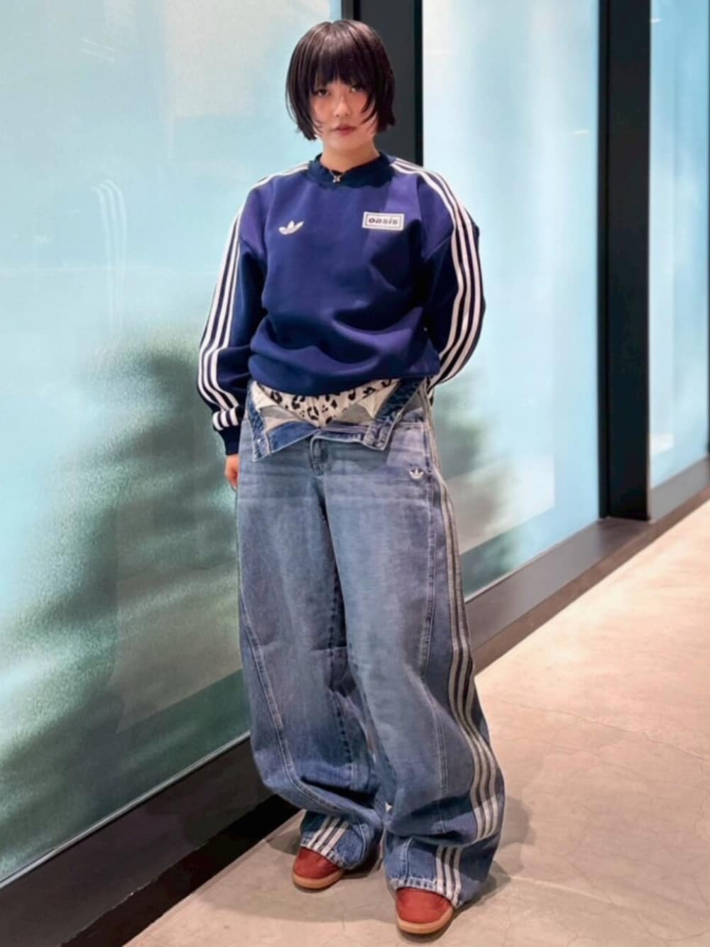 adidas oasis オーバーサイズクルーネックスウェット Lサイズ adidas