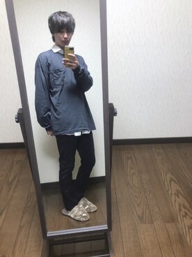 「？のアイテム（Pants、ブラック系）」を使った、あきちょさん（メンズ・178cm）の春コーディネート