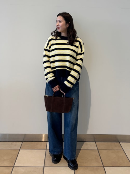 セール】マルチボーダークロップドニットプルオーバー（ニット