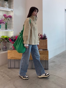 「大人可愛い、シンプル」｜「アイテム（ジャケット/アウター）」を使った、sachiさん（レディース・157cm）の冬コーディネート