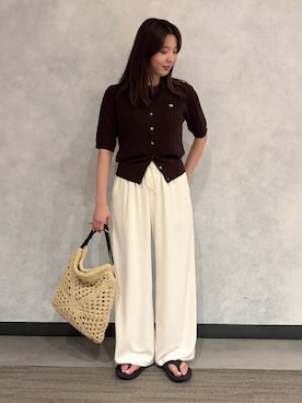 「アイテム（カーディガン/ボレロ、ブラウン系）」を使った、sachiさん（レディース・157cm）の夏コーディネート
