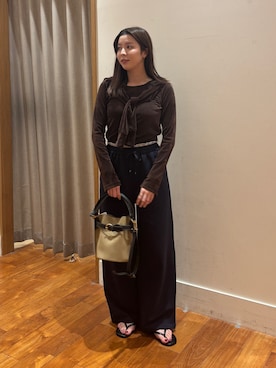 「ブラウンコーデ」｜「アイテム（カーディガン/ボレロ）」を使った、sachiさん（レディース・157cm）の秋コーディネート