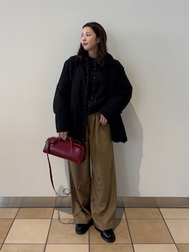 「アイテム（ダッフルコート）」を使った、sachiさん（レディース・157cm）の冬コーディネート