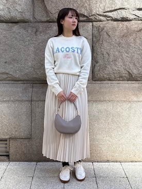 「LACOSTE（ラコステ）のアイテム（ニット/セーター）」を使った、sakiさん（レディース・165cm）の秋コーディネート