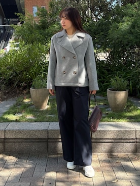 「アイテム（ピーコート）」を使った、sakiさん（レディース・165cm）の秋コーディネート