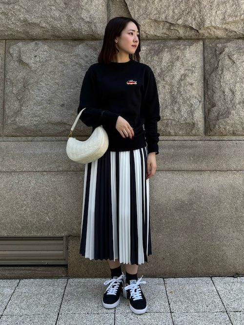 セール】ポリエステル鹿の子 ランダムストライプ プリーツスカート