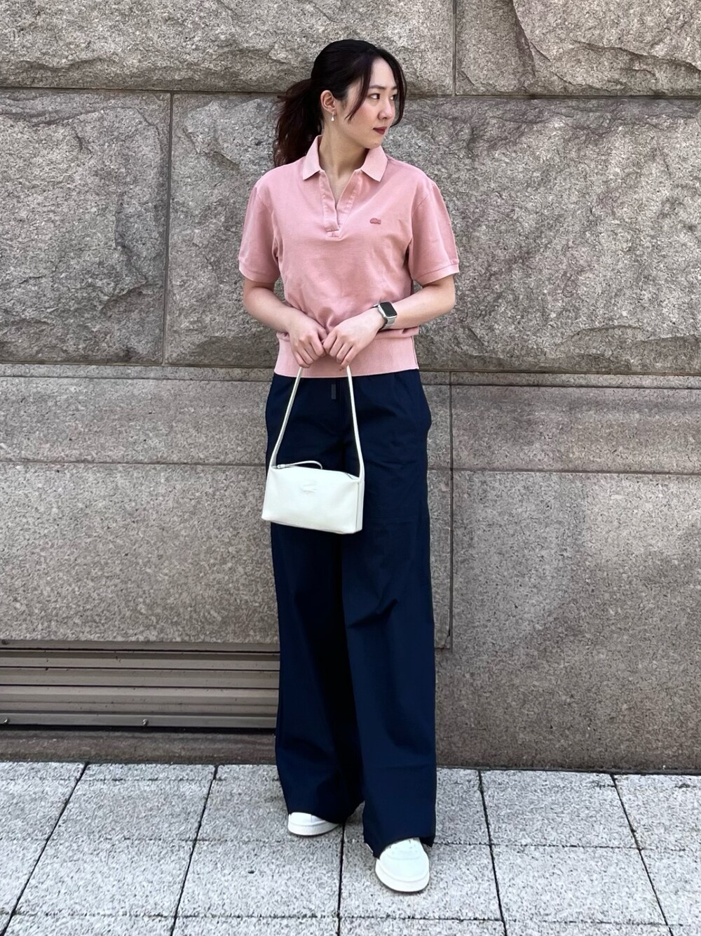 LACOSTE ラコステ ナチュラルダイスキッパーネックポロシャツ ブラウス LACOSTE ラコステ ナチュラルダイスキッパーネックポロシャツ