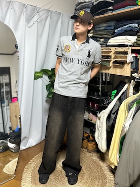 「アイテム（ポロシャツ）」を使った、Reoさん（メンズ・171cm）の秋コーディネート