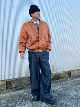 「アイテム（スリッポン）」を使った、Reoさん（メンズ・171cm）の秋コーディネート