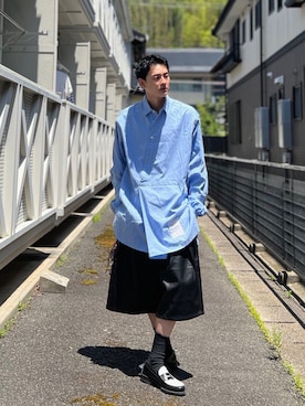 「レザーショーツ」｜Reoさん（メンズ・171cm）の夏コーディネート