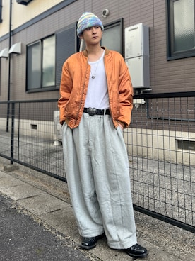 「アイテム（MA-1）」を使った、Reoさん（メンズ・171cm）の秋コーディネート