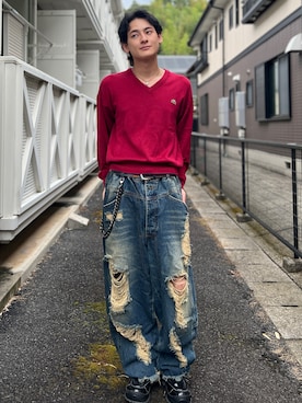 「アイテム（ニット/セーター）」を使った、Reoさん（メンズ・171cm）の秋コーディネート