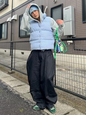 「アイテム（ダウンベスト）」を使った、Reoさん（メンズ・171cm）の冬コーディネート