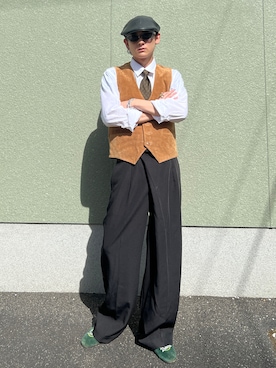 「アイテム（ハンチング/ベレー帽）」を使った、Reoさん（メンズ・171cm）の秋コーディネート