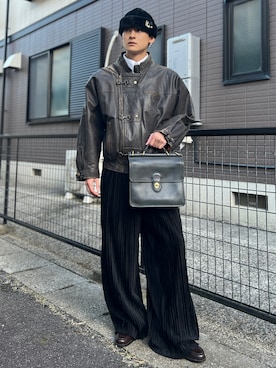 「アイテム（ライダースジャケット）」を使った、Reoさん（メンズ・171cm・20代）の秋コーディネート