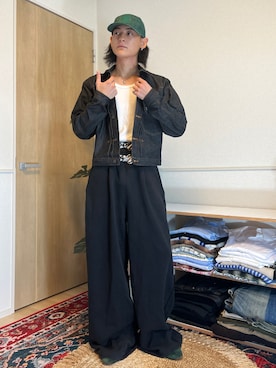 「Supreme （シュプリーム）のアイテム（キャップ、グリーン系）」を使った、Reoさん（メンズ・172cm）の秋コーディネート