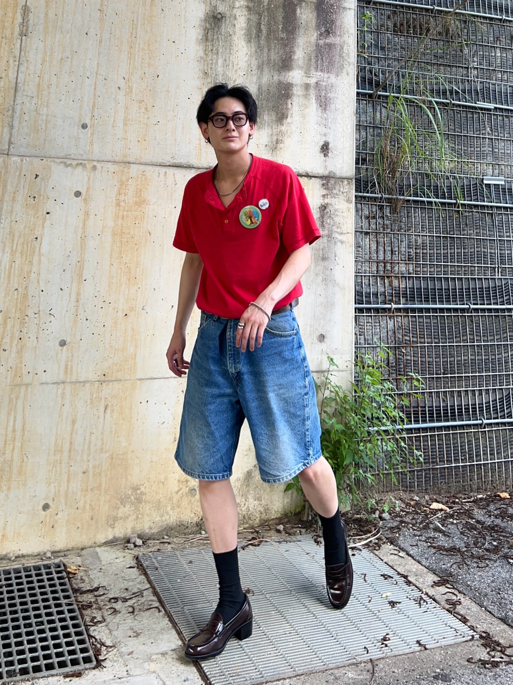 「アツいコーデ全部見せ、夏コーデ、夏、ポロシャツ、赤、デニム、デニムパンツ、jorts、ローファー、HARUTA、カラーコーデ、カラー×コーデ、いいね、save、フォローお願いします🤑、ファッションの力を信じよう、WEARyouthコーデ」｜「L.L.Beanのアイテム（ポロシャツ、レッド系）」を使った、Reoさん（メンズ・171cm）の夏コーディネートの1枚目の写真