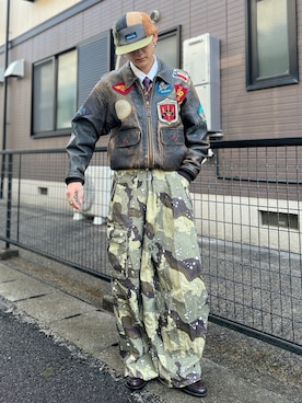 「カモ柄」｜Reoさん（メンズ・171cm）の冬コーディネート