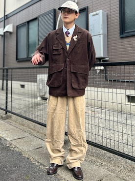 「アイテム（セットアップ）」を使った、Reoさん（メンズ・171cm）の秋コーディネート