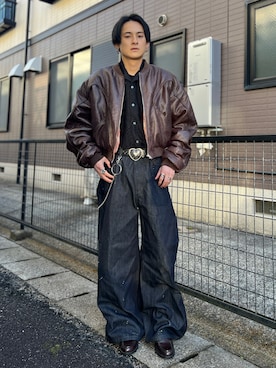 「アイテム（MA-1）」を使った、Reoさん（メンズ・171cm）の冬コーディネート