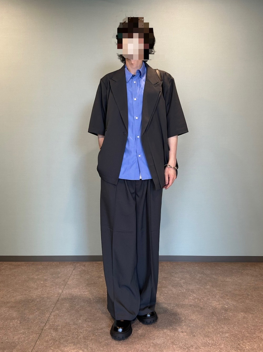 【CLEL 完売品】リネンブレンド ダブルラペル半袖テーラードジャケット　XS CLEL】Linen Blend Double Lapel Short Sleeve Tailored Jacket