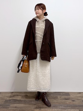 「アイテム（バンダナ/スカーフ）」を使った、さきさん（レディース・155cm）の秋コーディネート