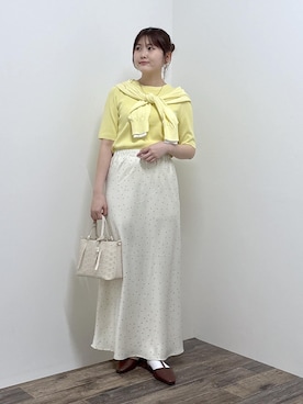 「ROPE' PICNIC（ロペピクニック）のTストラップセパレートパンプス（パンプス、ブラウン系）」を使った、さきさん（レディース・155cm）の春コーディネート