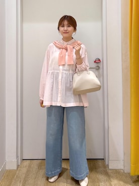 「フェミニンコーデ」｜「アイテム（バレエシューズ）」を使った、さきさん（レディース・155cm）の春コーディネート