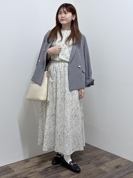 「HARUTA（ハルタ）のROPE' PICNIC PASSAGE byHARUTA/ビット付フラットローファー（ローファー、ブラック系）」を使った、さきさん（レディース・155cm）の春コーディネート