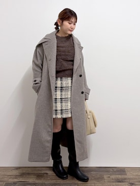 「アイテム（チェスターコート）」を使った、さきさん（レディース・155cm）の冬コーディネート
