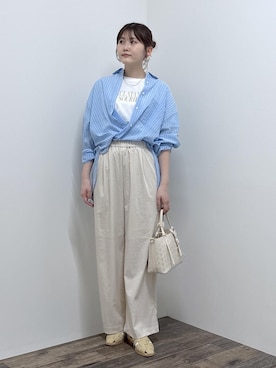 「ROPE' PICNIC（ロペピクニック）のバックストラップグルカサンダル（サンダル、ベージュ系）」を使った、さきさん（レディース・155cm）の春コーディネート