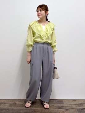 「アイテム（トートバッグ）」を使った、さきさん（レディース・155cm）の夏コーディネート