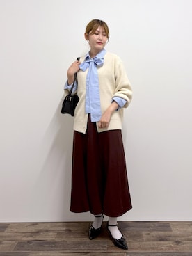 「ROPE' PICNIC（ロペピクニック）のフィブリルマーメイドフレアスカート（スカート）」を使った、さきさん（レディース・155cm）の秋コーディネート