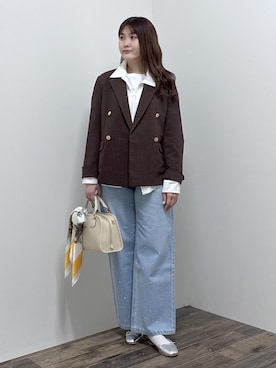 「ROPE' PICNIC（ロペピクニック）のアイテム（シャツ/ブラウス）」を使った、さきさん（レディース・155cm）の春コーディネート