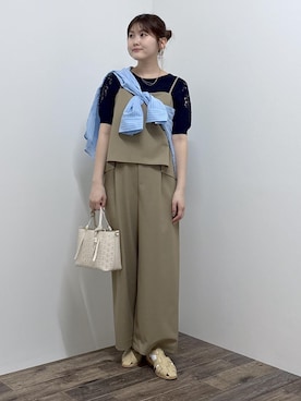 「ROPE' PICNIC（ロペピクニック）のバックストラップグルカサンダル（サンダル、ベージュ系）」を使った、さきさん（レディース・155cm）の春コーディネート
