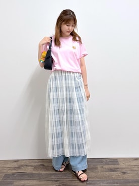 「ハローキティ」｜「アイテム（財布/小物）」を使った、さきさん（レディース・155cm）の夏コーディネート