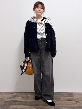 「アイテム（財布/小物、ブラック系）」を使った、さきさん（レディース・155cm）の冬コーディネート