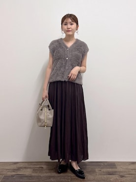 「ROPE' PICNIC（ロペピクニック）のポインテッドキルトパンプス（パンプス、ブラック系）」を使った、さきさん（レディース・155cm）の夏コーディネート