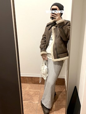 「NANO universe（ナノユニバース）のアイテム（ブルゾン）」を使った、wawawa0802さん（レディース・170cm）の冬コーディネート